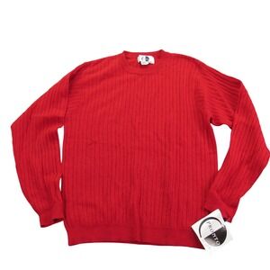 Pronto Moda Mens Red 100% Merino Wool Cable‎ Knit Crew Neck Sweater Med NWT